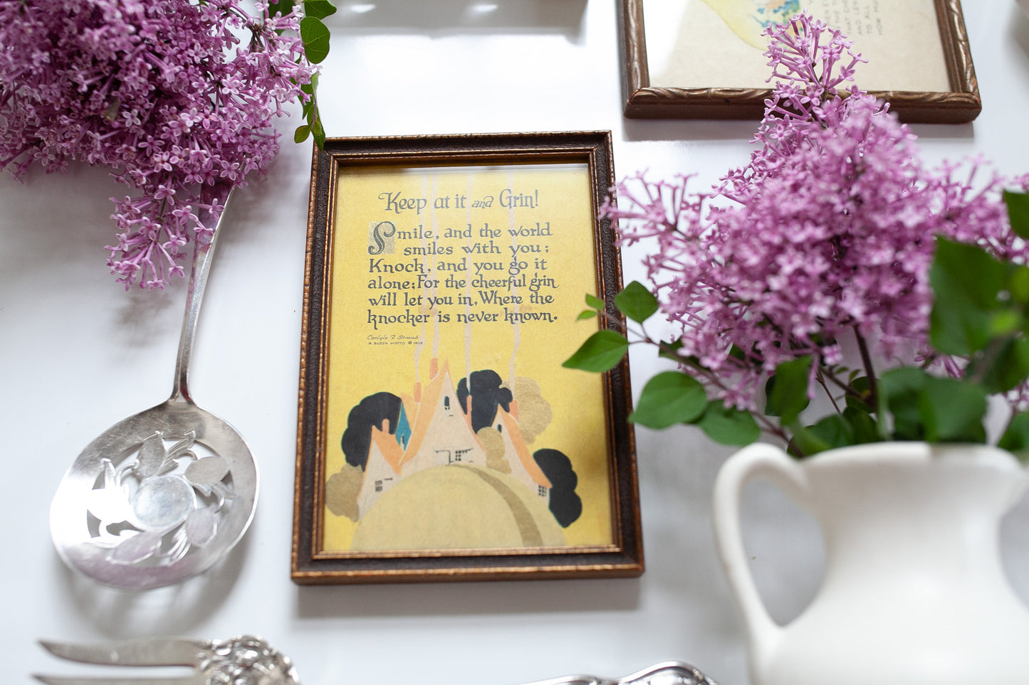 Buzza Motto Print 1925 -Antique Framed Poem on encouragement