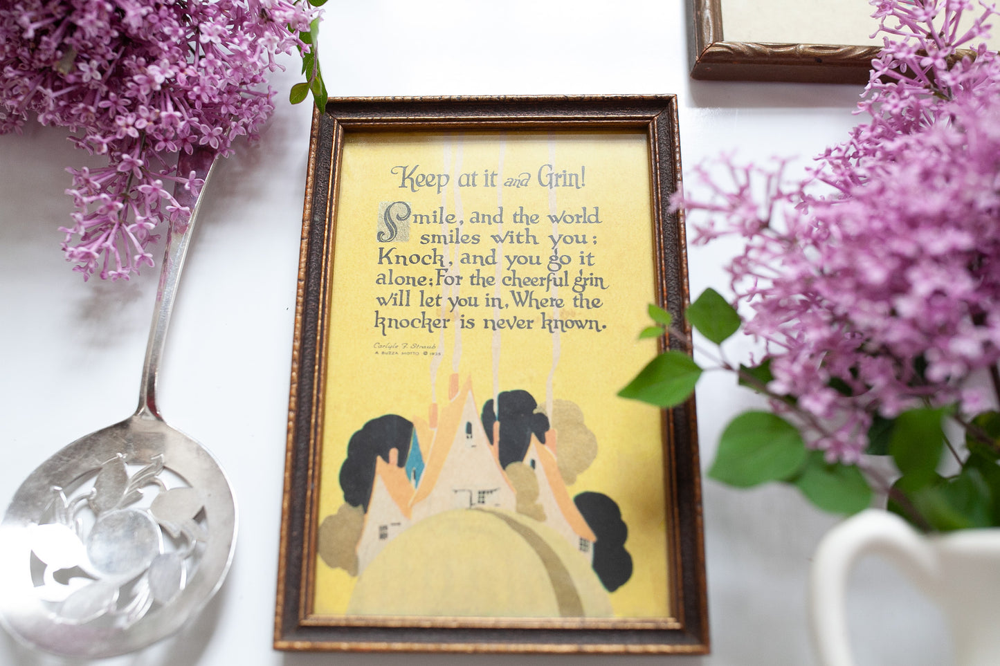 Buzza Motto Print 1925 -Antique Framed Poem on encouragement