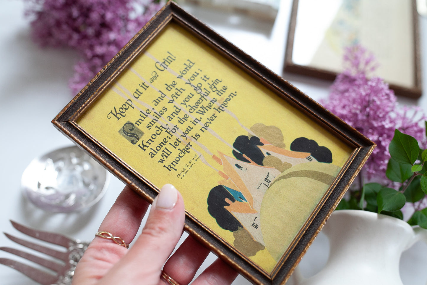 Buzza Motto Print 1925 -Antique Framed Poem on encouragement