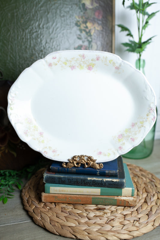Antique Platter- Antique China - Floral Platter - Pink and Yellow florals -Bridgwood &Son England