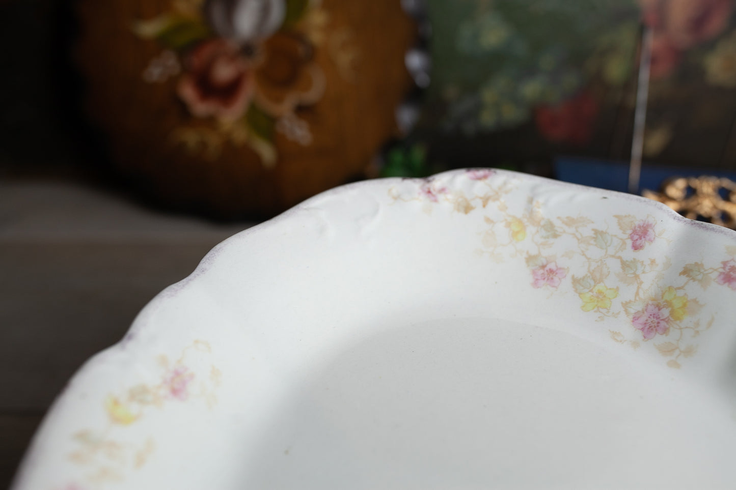 Antique Platter- Antique China - Floral Platter - Pink and Yellow florals -Bridgwood &Son England