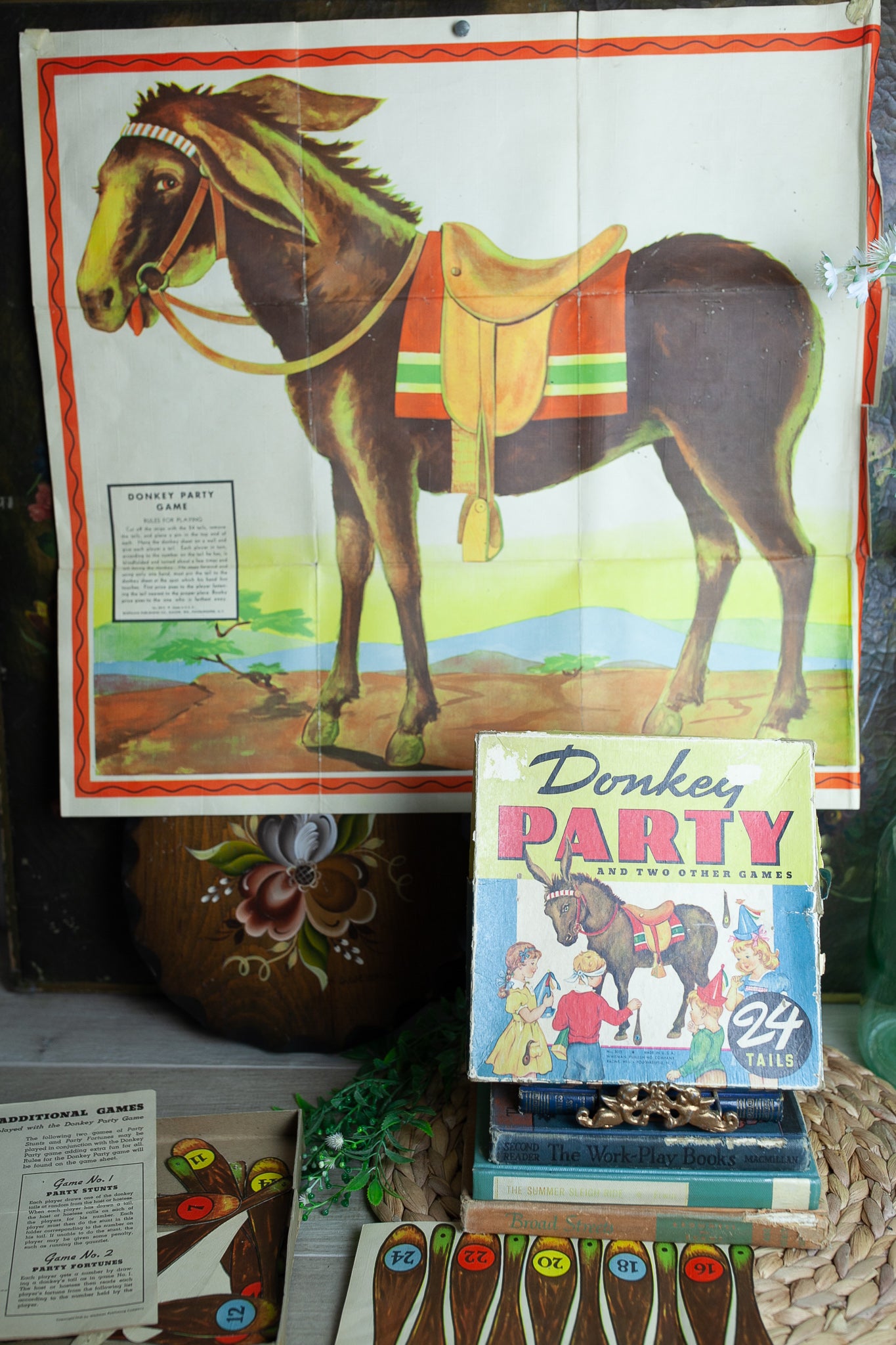 Vintage Kids Game - Kids Party Game - Donkey - Donkey Party - Pin the tail on the donkey