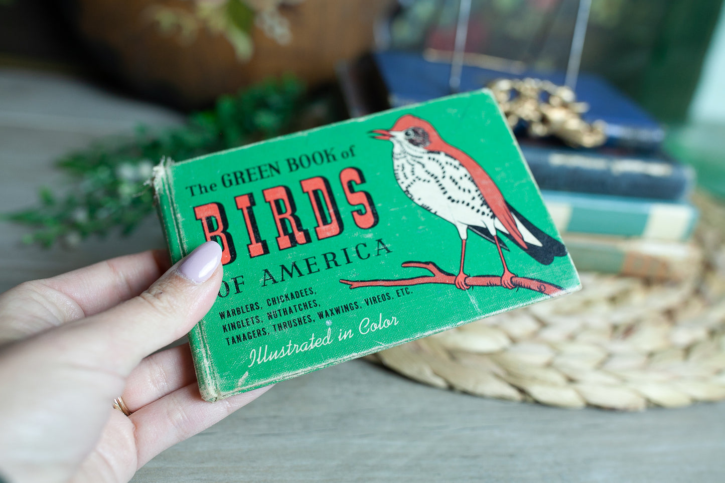 Vintage Bird Book - The Green Book of Birds of America Illustrated in color- vintage guide book