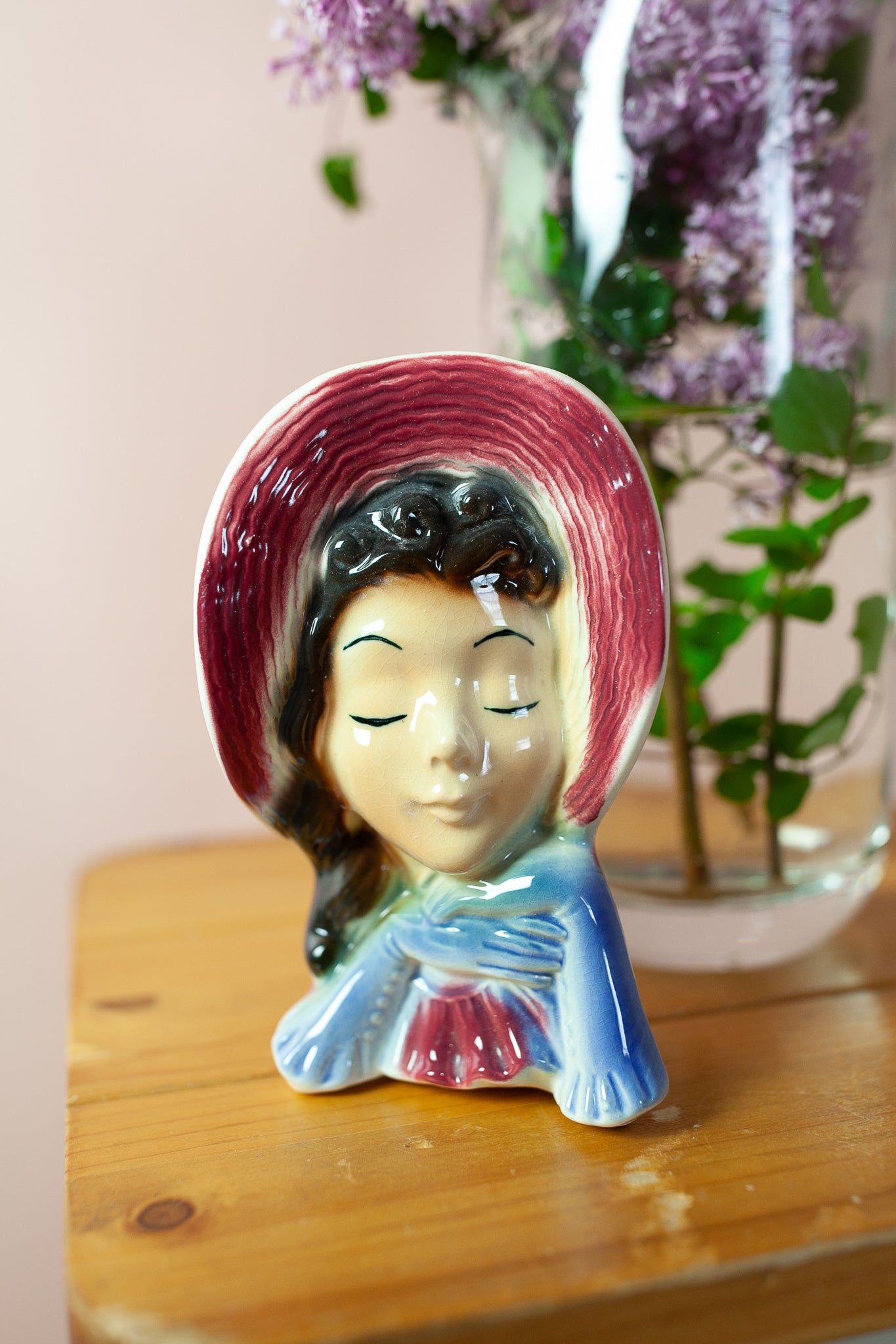 Vintage Head Vase - Lady Head Vase- Royal Copley Wall Pocket