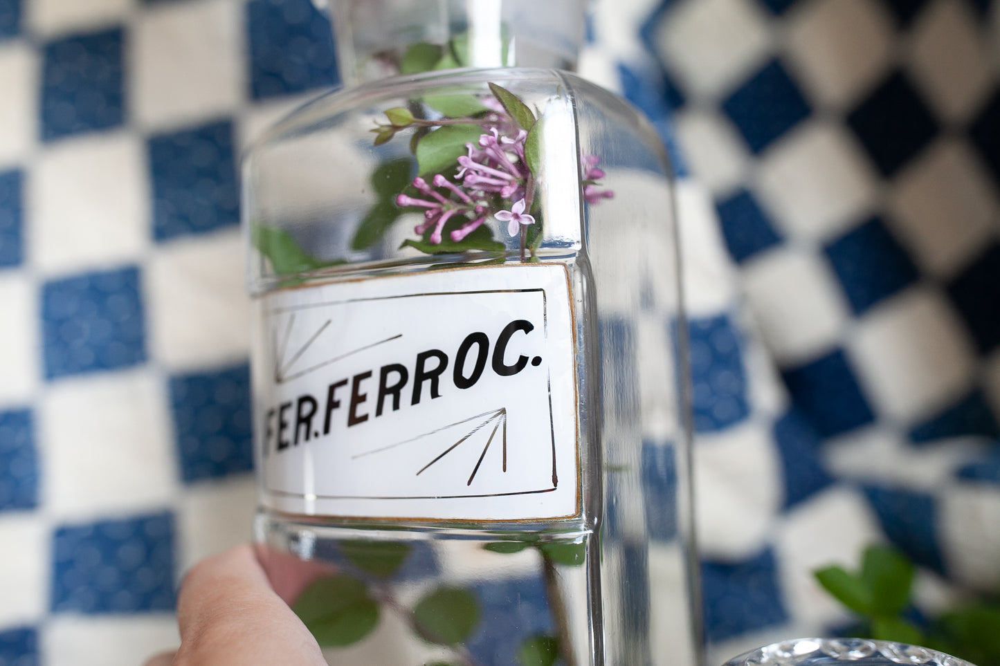 Vintage Apothecary Jar - Label under Glass Bottle with Stopper