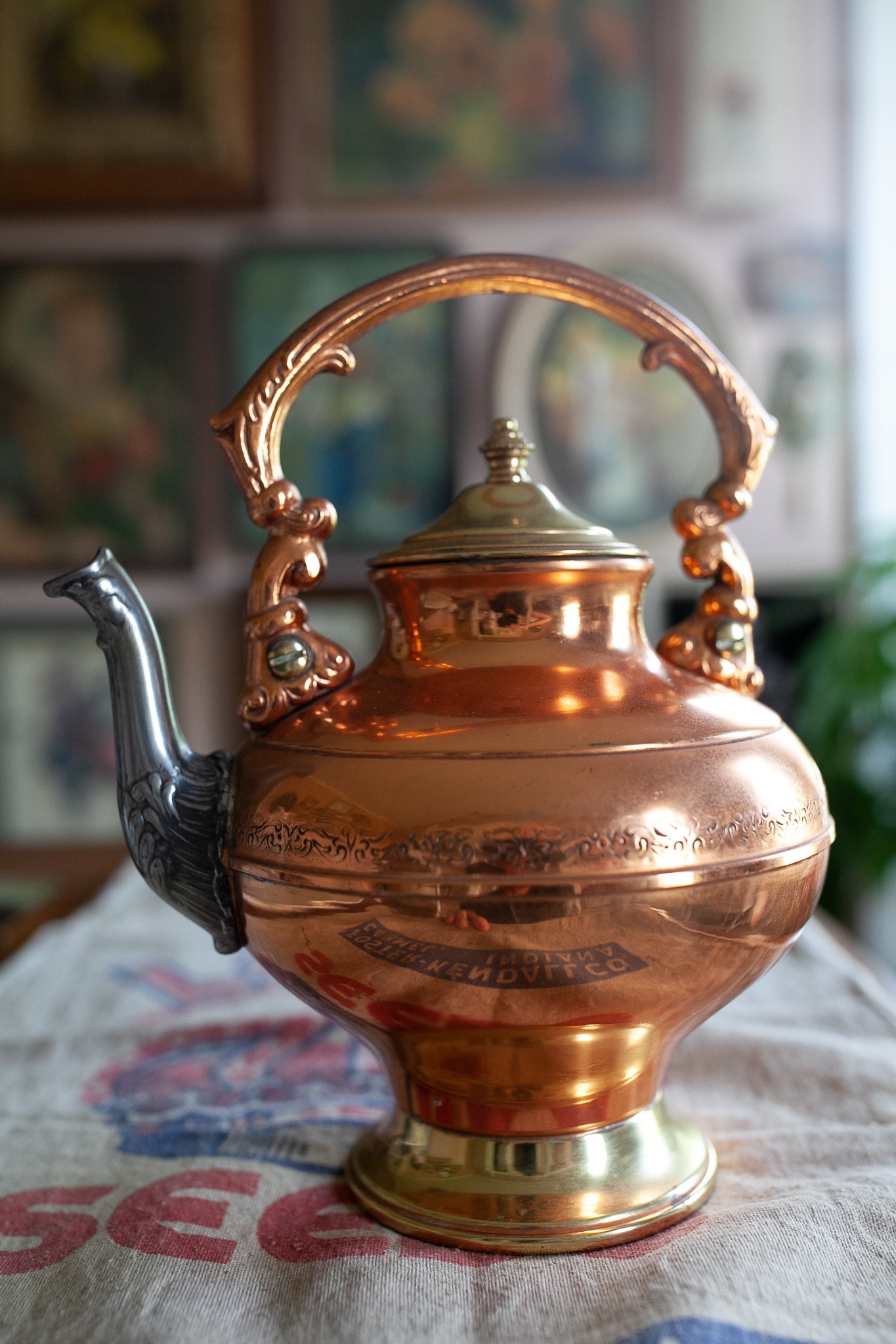 Vintage Teapot - Copper, Silver, and Gold Teapot