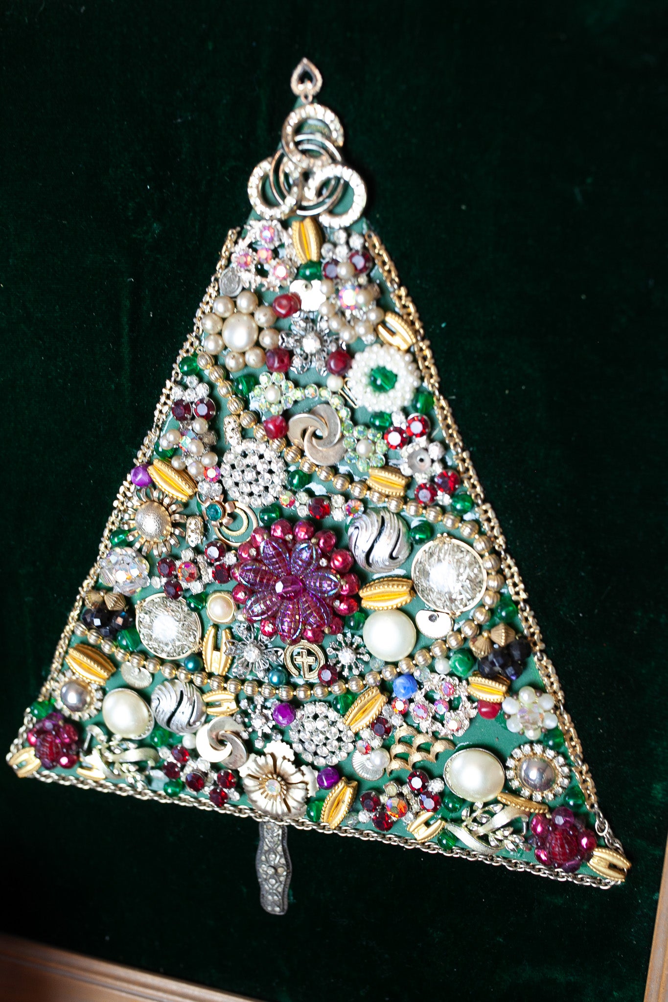 Vintage Tree Art - Christmas Artwork- Vintage Christmas Tree- Brooch Tree