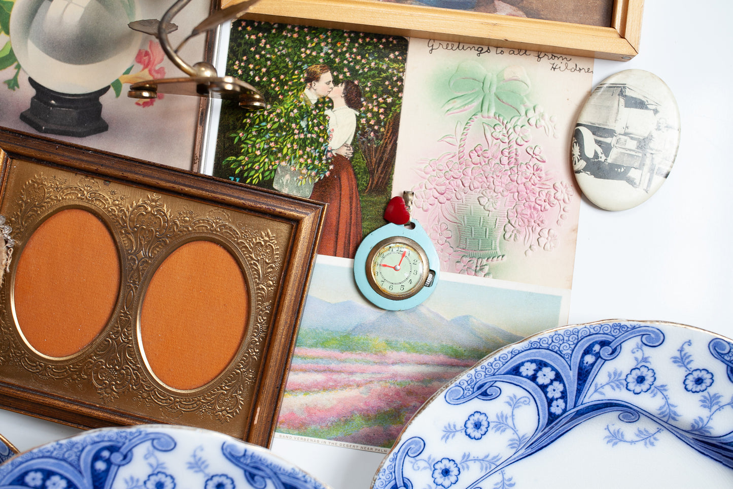 Vintage Photo Button - Oval Button- Man and Truck -Grocer- Celluloid photo button