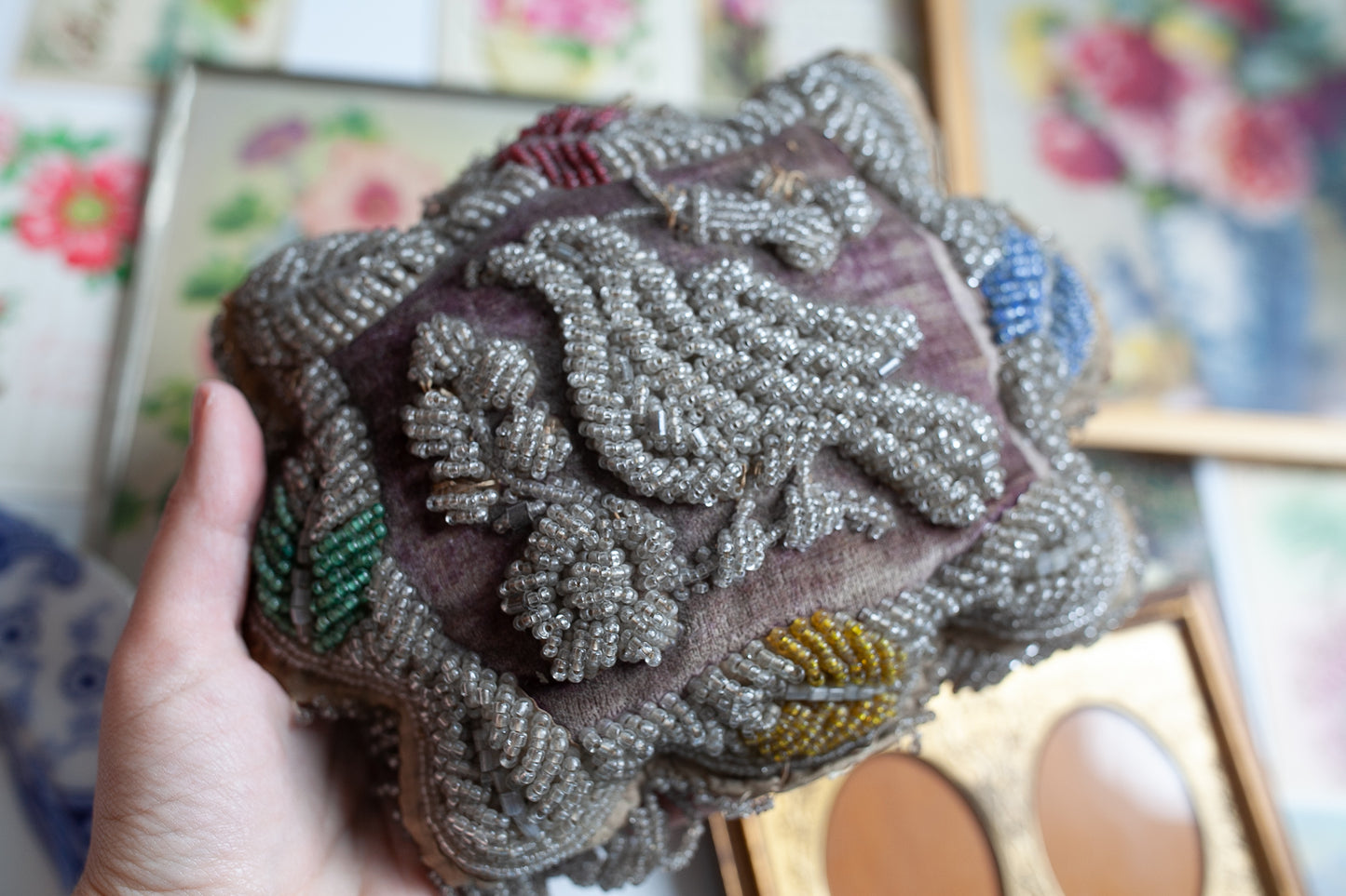 Vintage Beaded Whimsy - Bird Whimsy - Whimsy Pillow