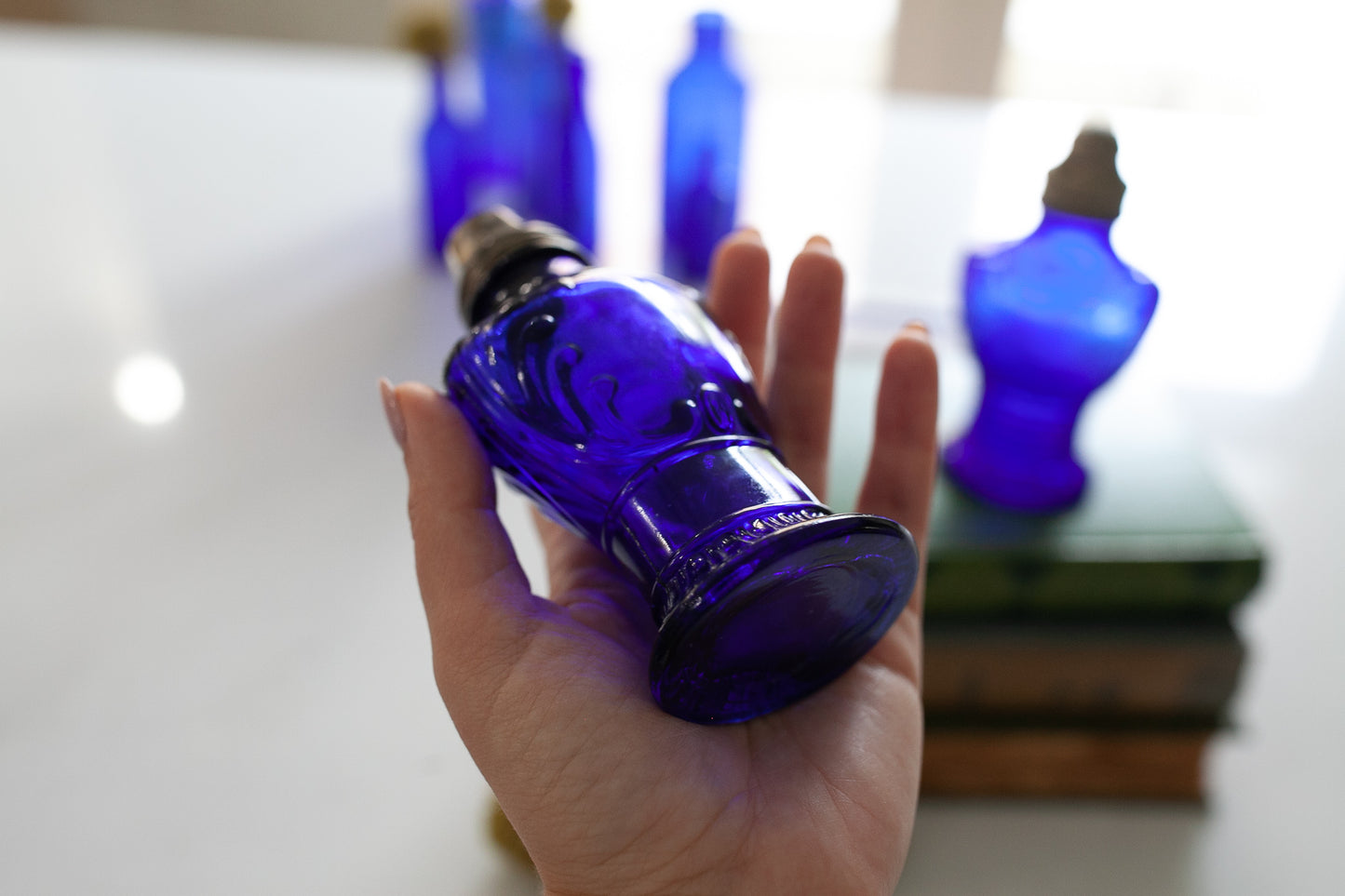 Vintage Blue Cobalt Glass Salt and Pepper Shakers