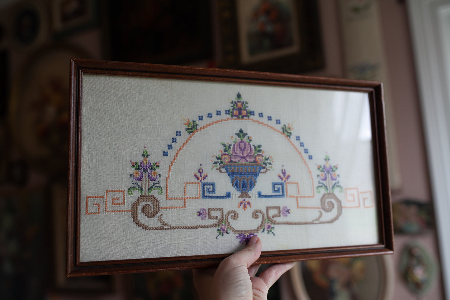 Vintage Floral Framed - Framed Cross Stitch