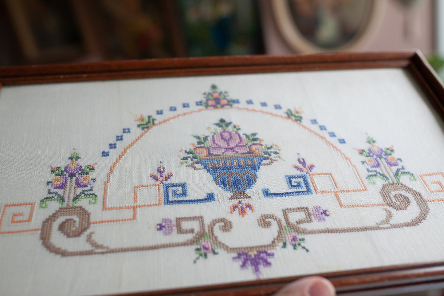 Vintage Floral Framed - Framed Cross Stitch