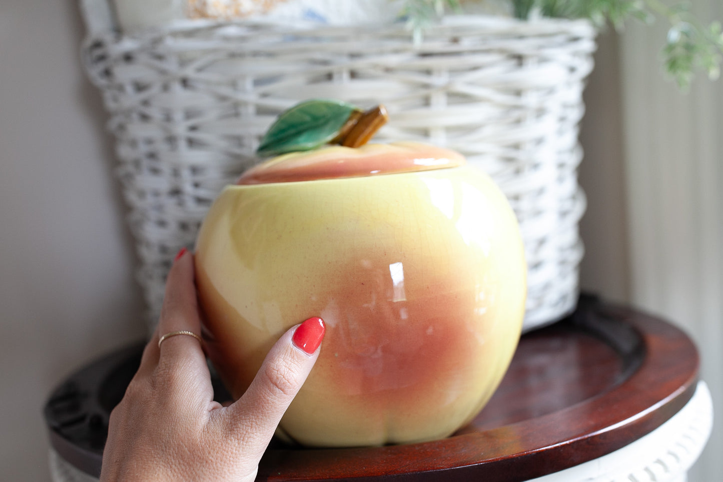 Vintage Apple Cookie Jar -McCoy Cookie Jar- Blushing Apple