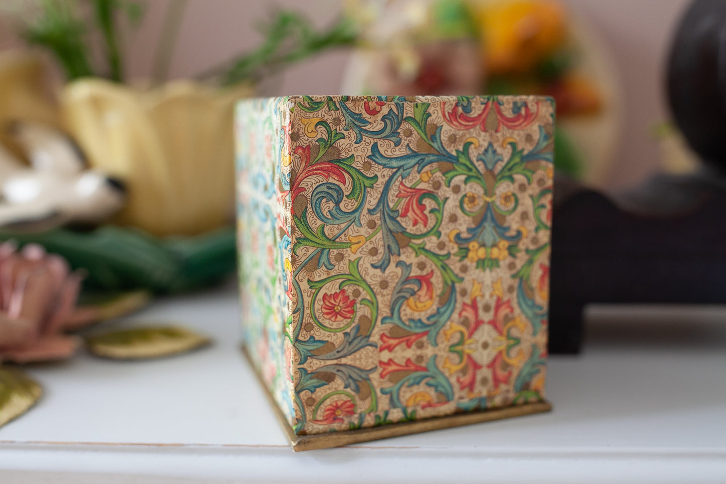 Vintage Paper Box- Paper Covered Trinket Box - Made in Japan Trinket Box