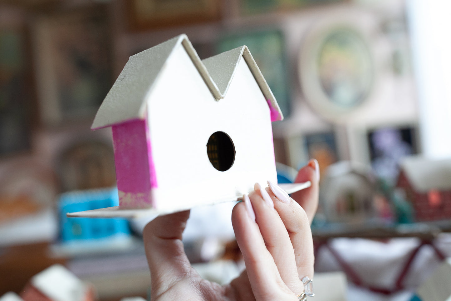 Vintage Putz House-Pink Putz House