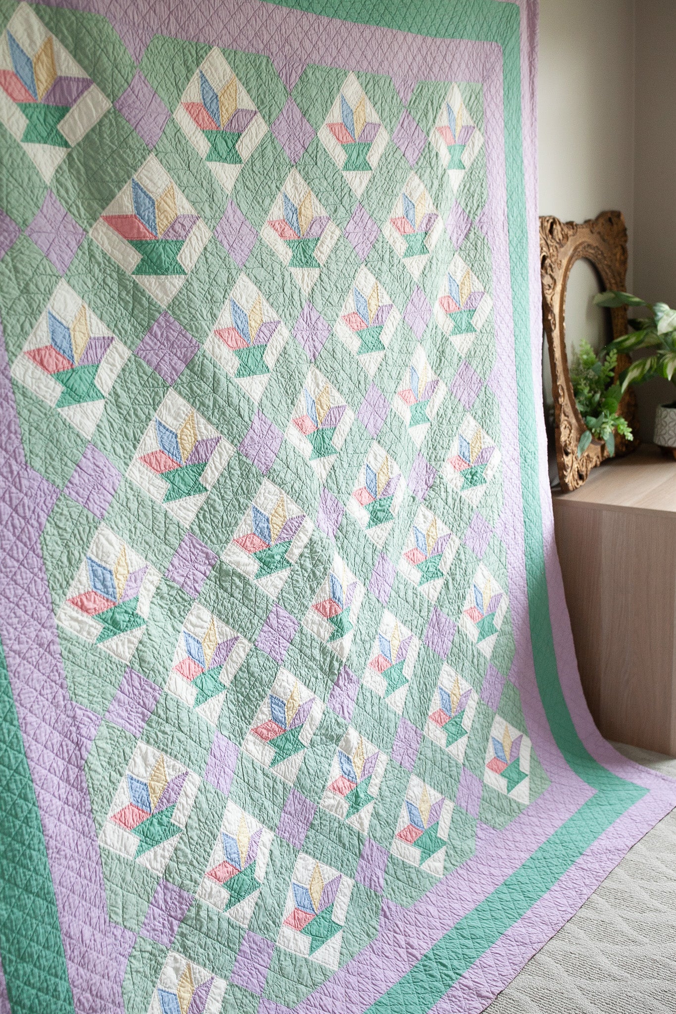 Quilt- Vintage Quilt- Purple -LeMoyne Star Pattern
