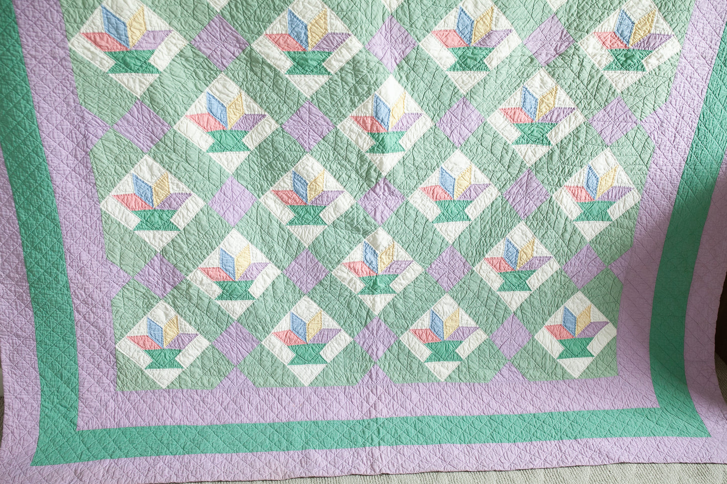Quilt- Vintage Quilt- Purple -LeMoyne Star Pattern