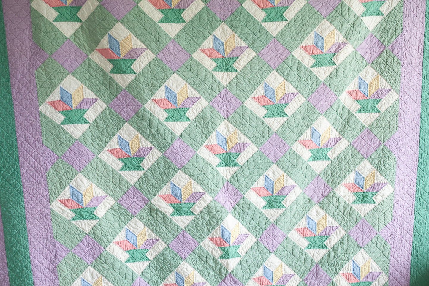 Quilt- Vintage Quilt- Purple -LeMoyne Star Pattern