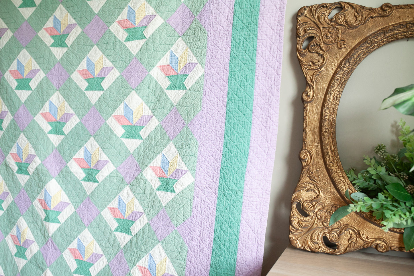 Quilt- Vintage Quilt- Purple -LeMoyne Star Pattern