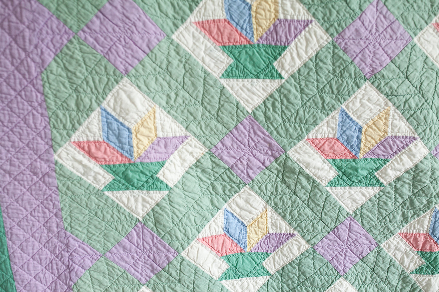 Quilt- Vintage Quilt- Purple -LeMoyne Star Pattern