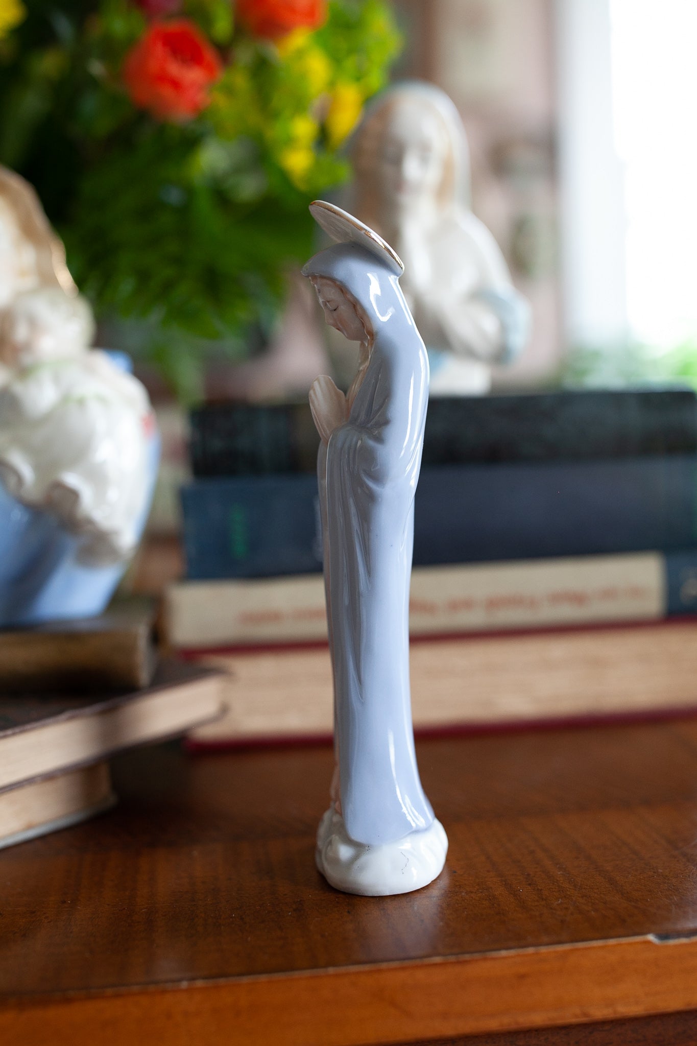 Vintage Mary Statue - Blue-Porcelain Mary
