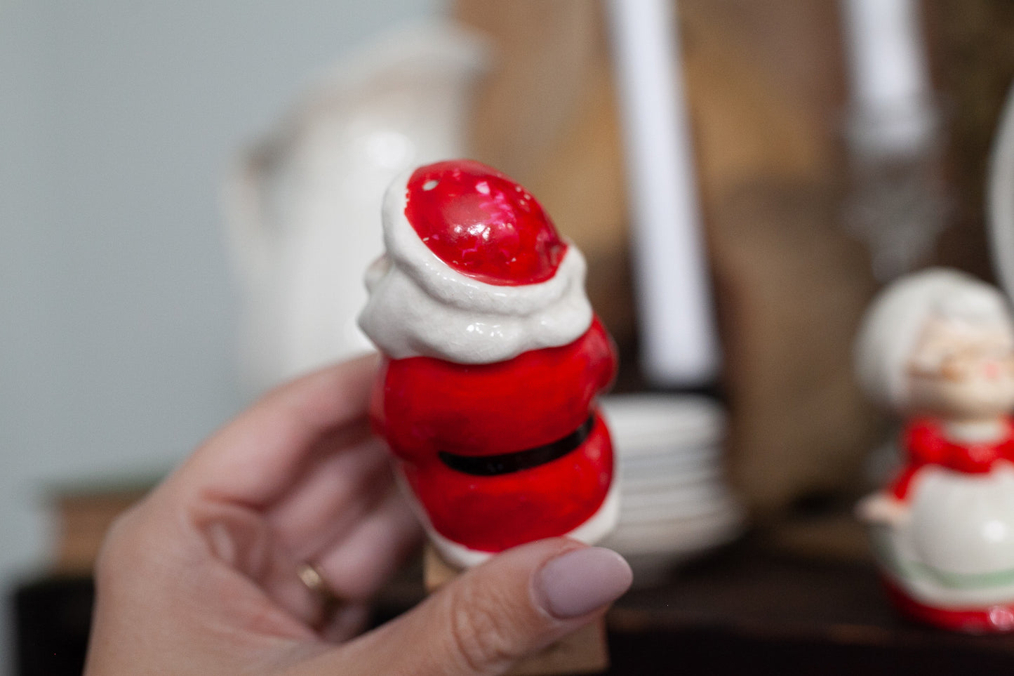 Vintage Santa and Mrs Claus - Kissing Santa