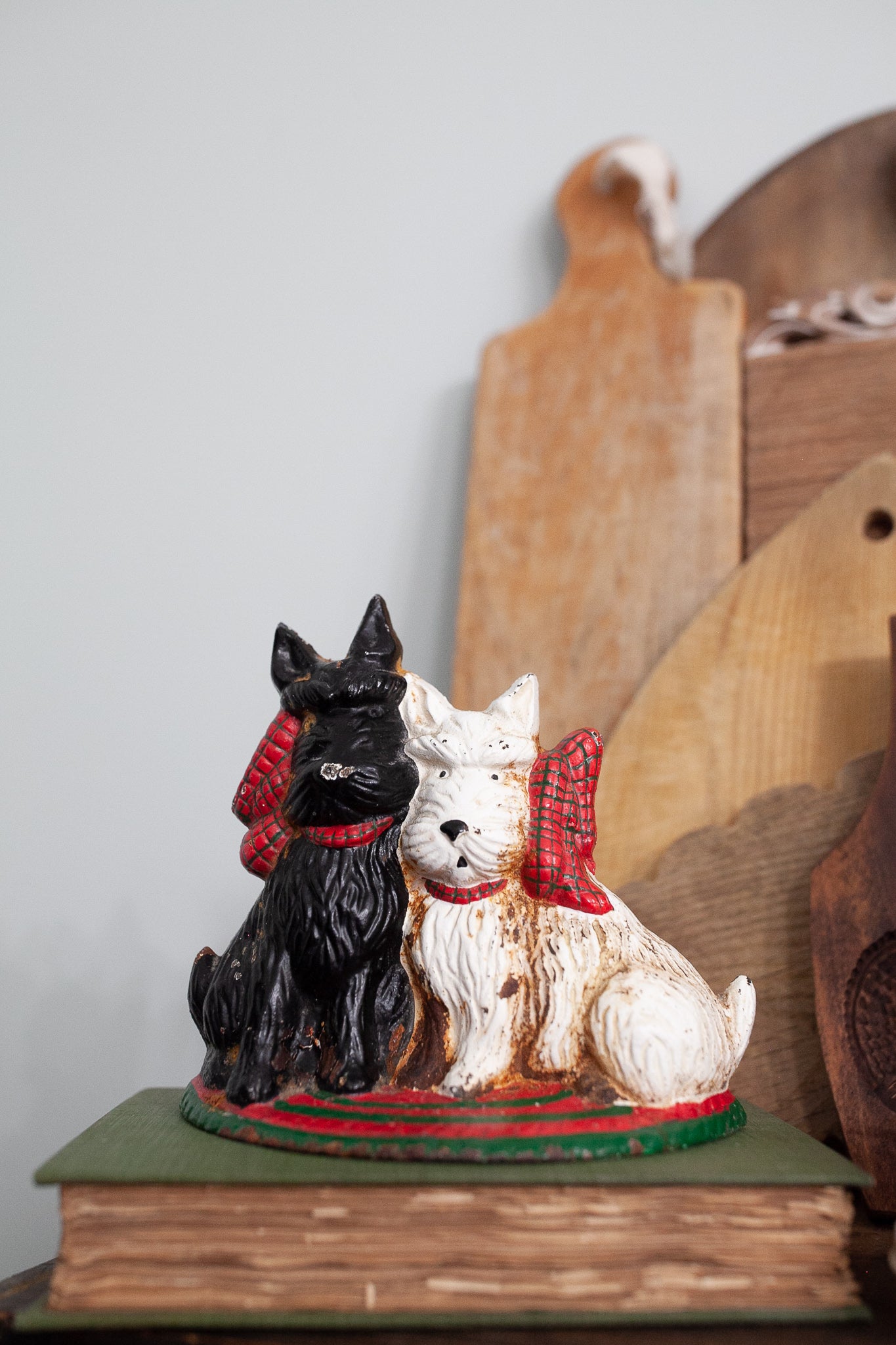 Vintage Door Stop - Cast Iron Scottish Terrier Dogs - Dog Doorstop -Christmas doorstop
