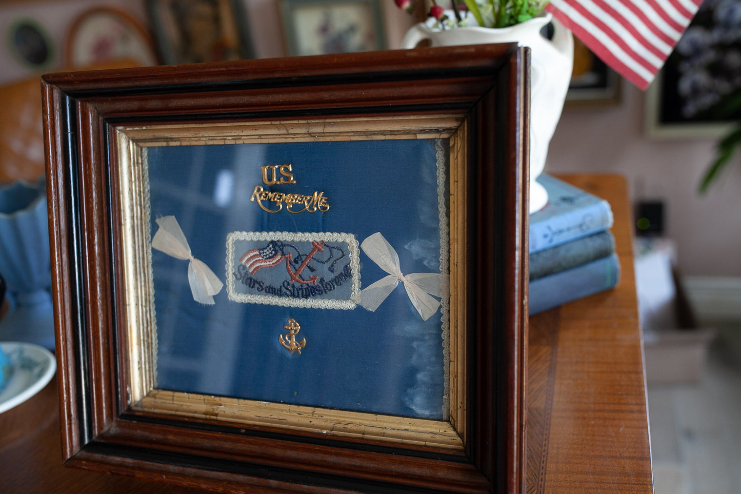 Vintage Flag Art - USA Artwork - Antique Frame - Stars and Stripes Forever
