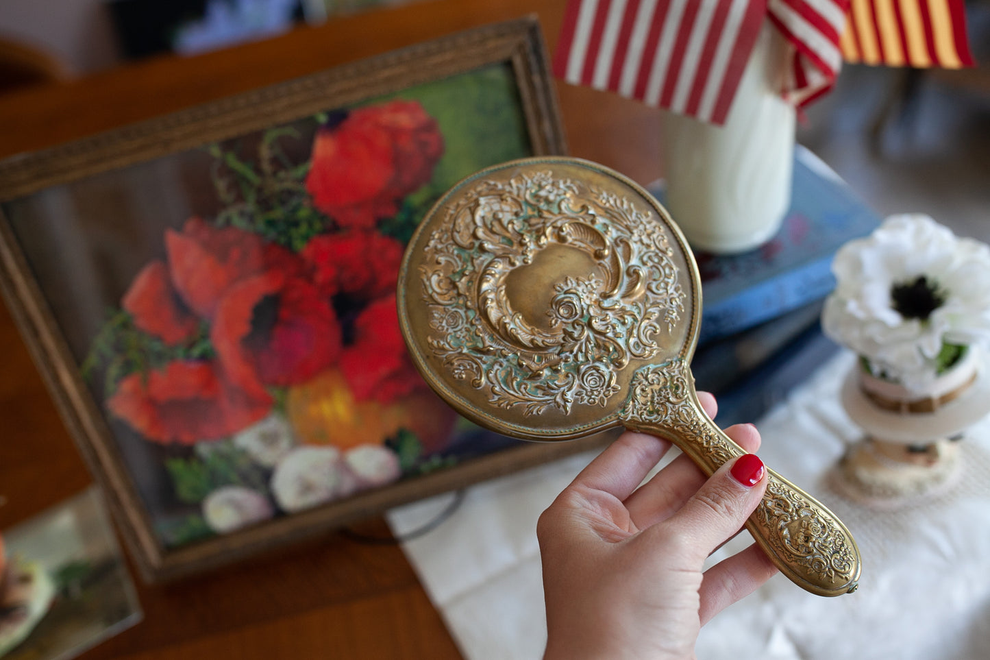 Vintage Hand Mirror - Vanity Mirror -Handheld Mirror
