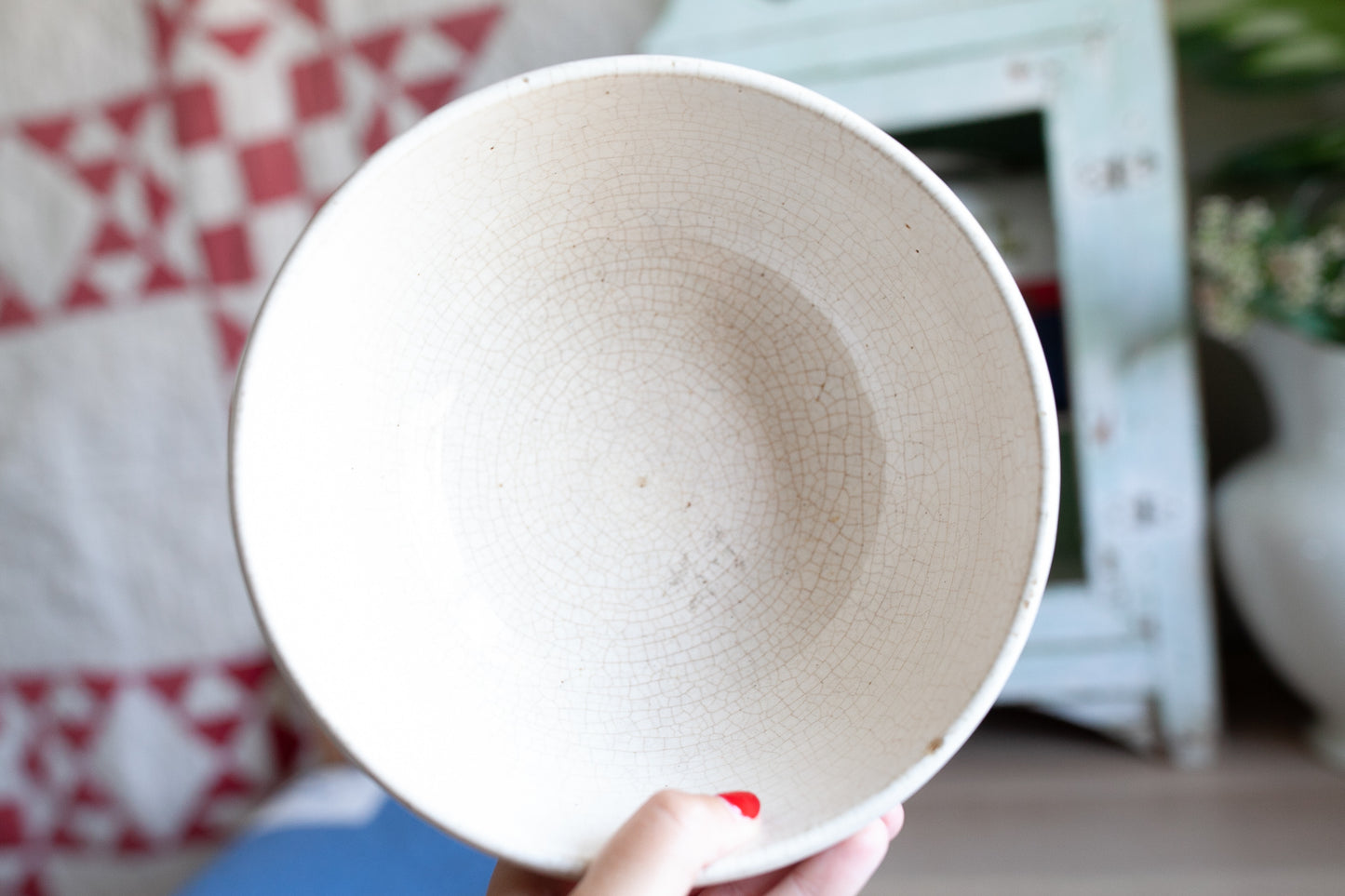 Vintage Crock - Stained and Crazed Cream Bowl - Crock Bowl