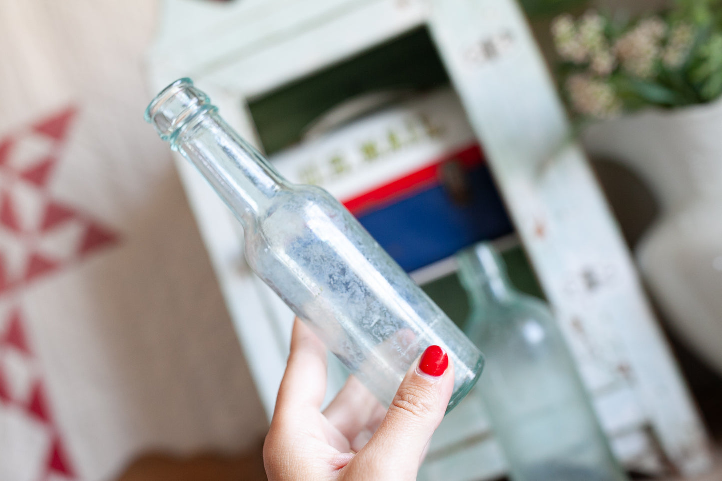 Vintage Glass Bottles - Aqua Glass Bottles -Set of 3