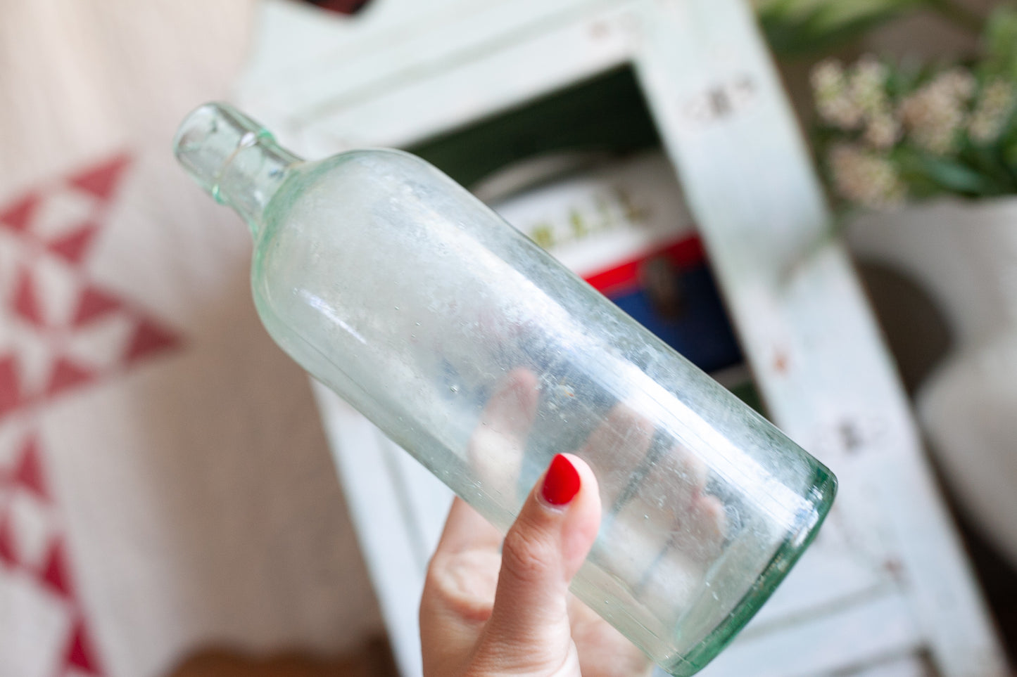 Vintage Glass Bottles - Aqua Glass Bottles -Set of 3