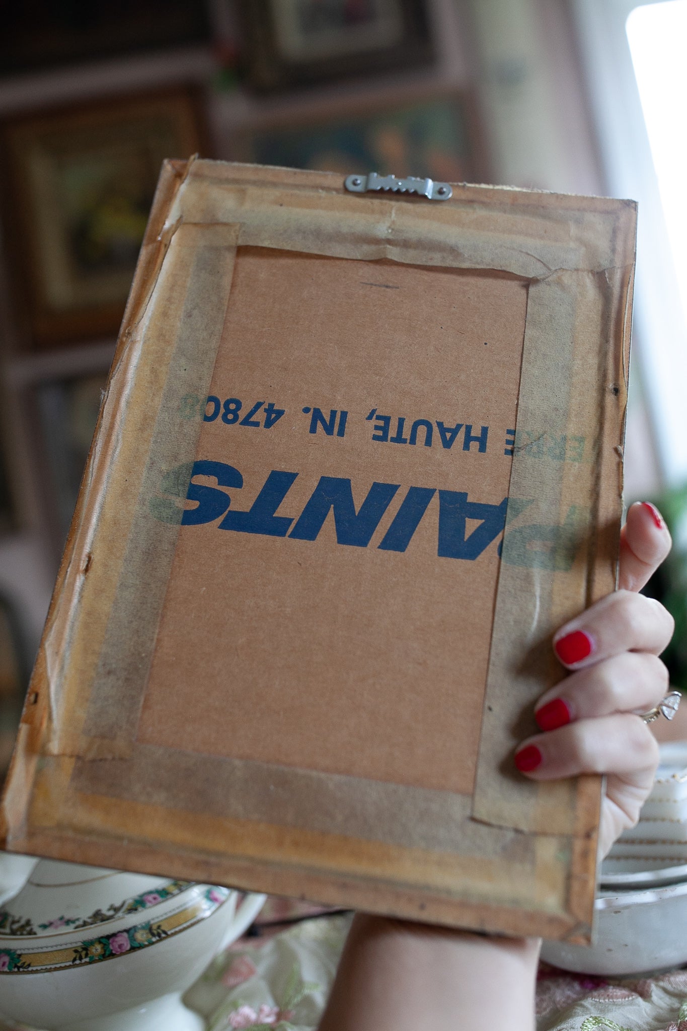 Vintage Harrison Fisher Framed Print Woman In Flower Bonnett with signature