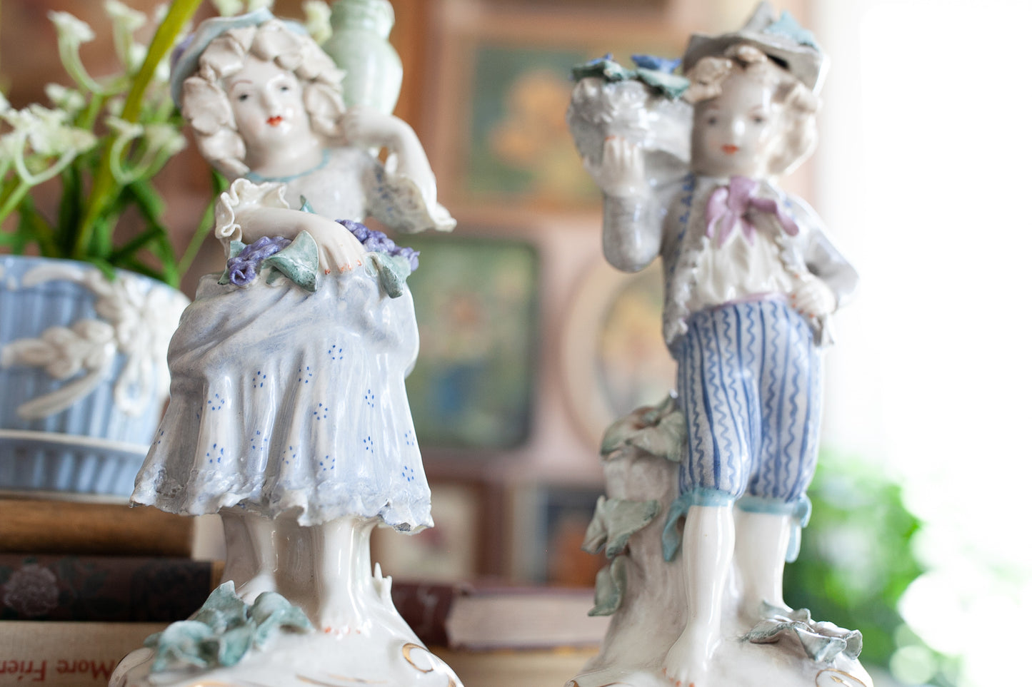 Vintage Cordey Cybis 5047 and 5048 Porcelain Statues