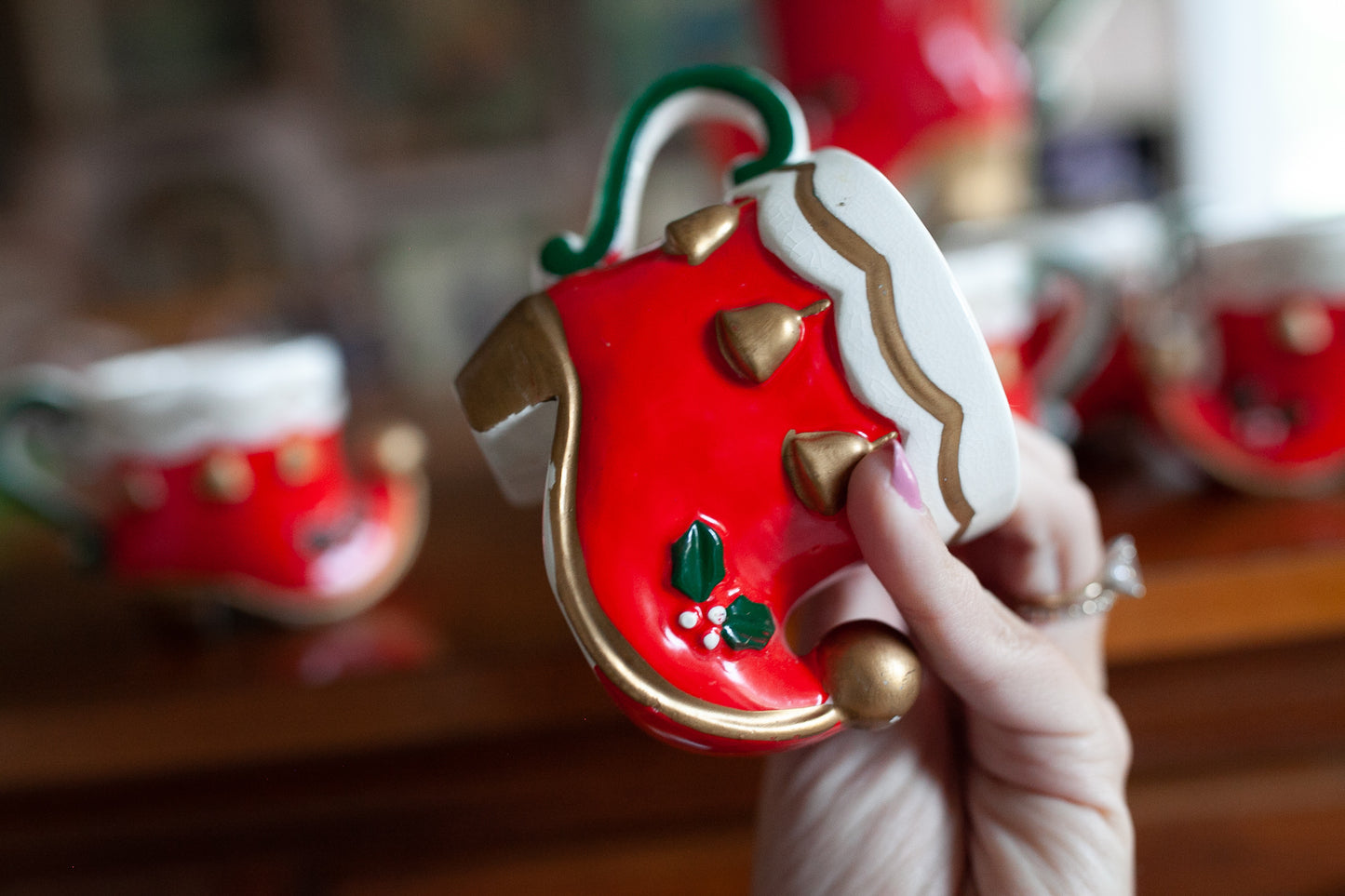 Christmas Mug Set - Vintage Mugs- Elf Shoes - Christmas Mugs- Elf Boots