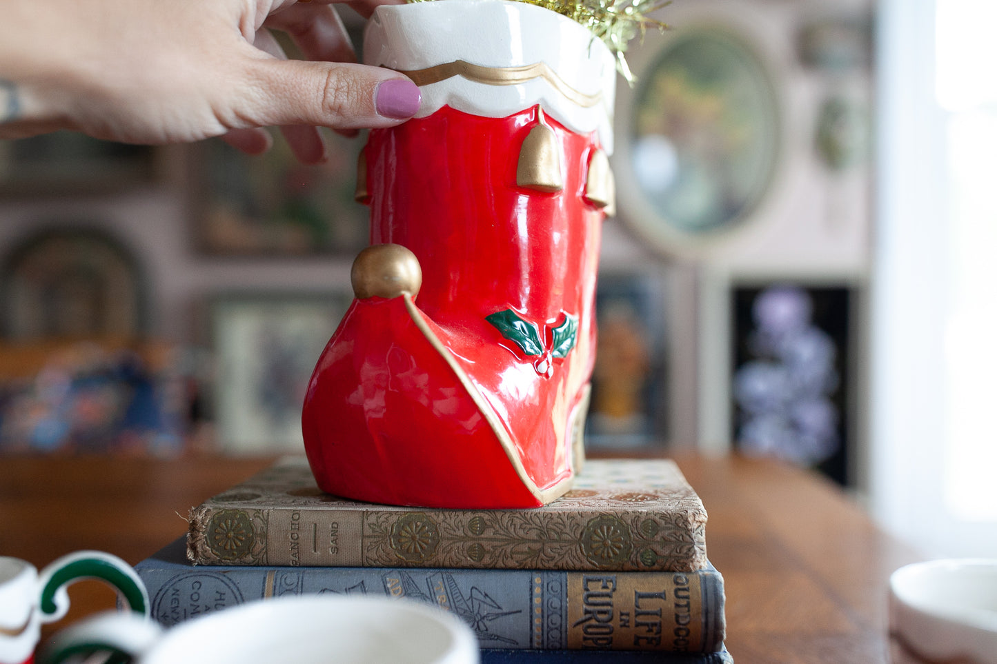 Christmas Mug Set - Vintage Mugs- Elf Shoes - Christmas Mugs- Elf Boots
