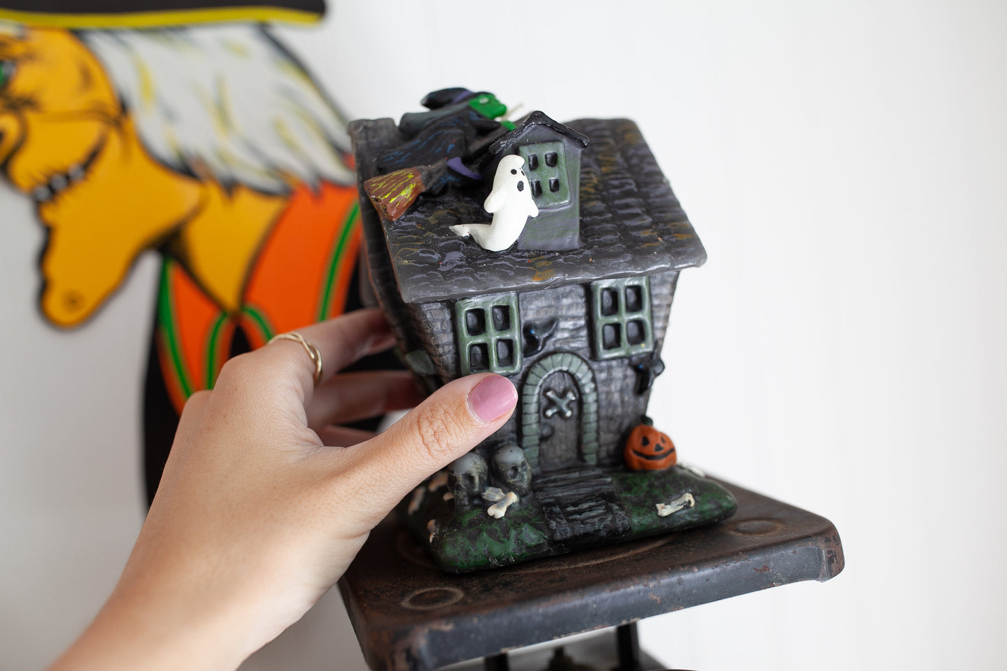 Vintage Halloween- Decorative Candle -Haunted House