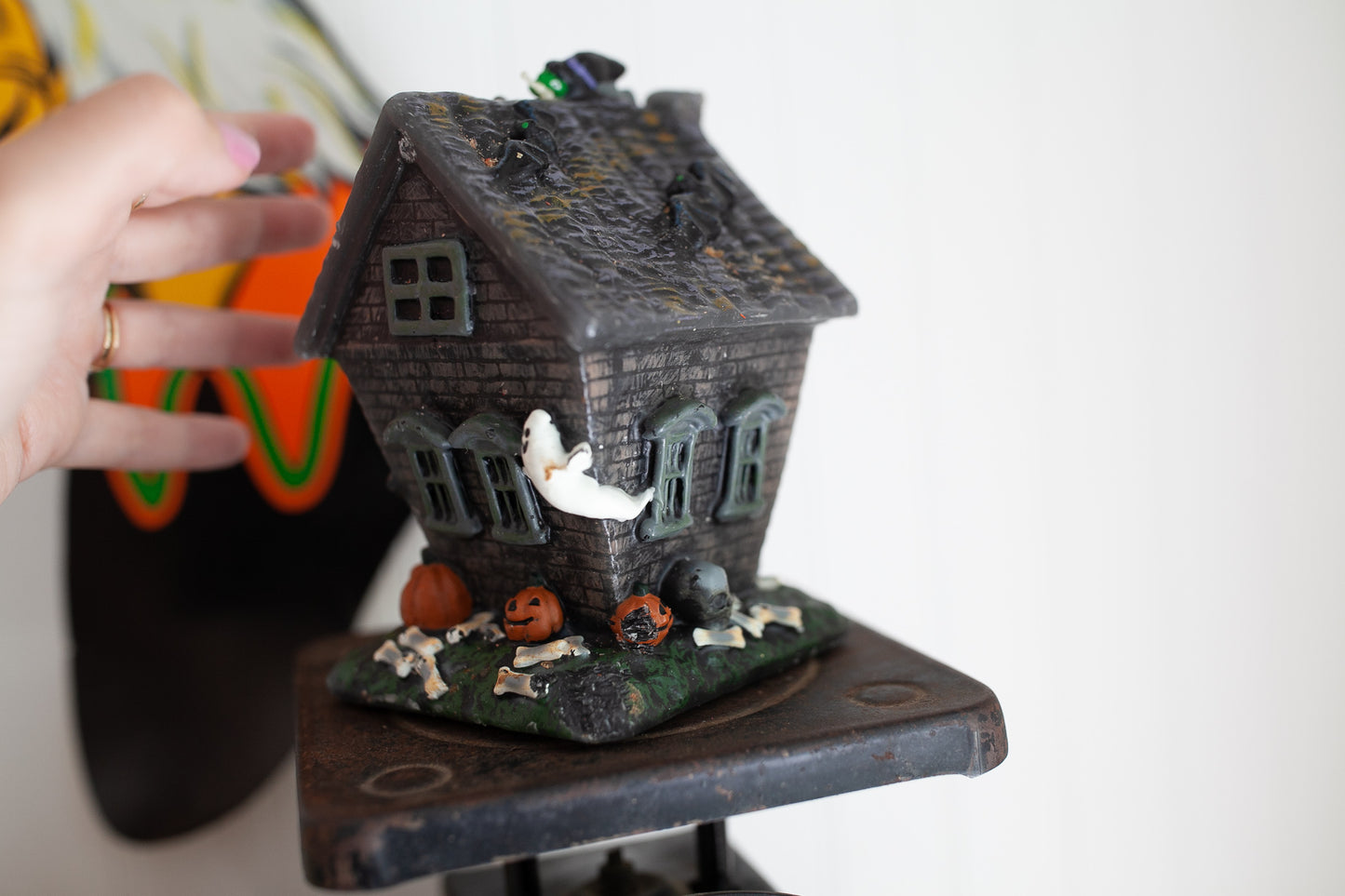 Vintage Halloween- Decorative Candle -Haunted House