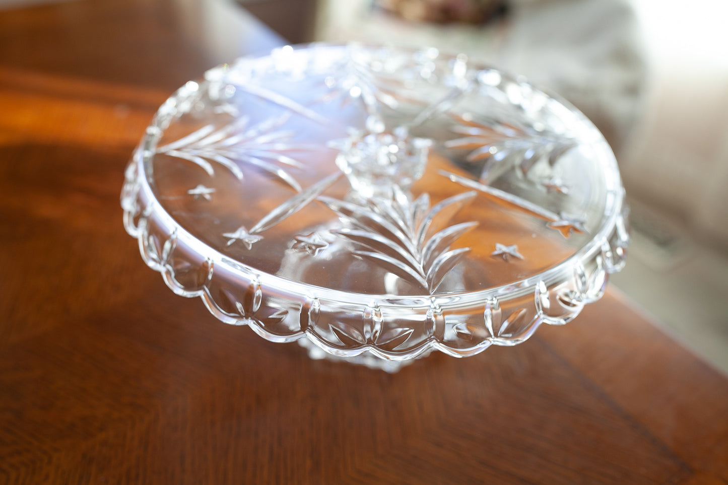 Celebrations by Mikasa Christmas Night crystal cake plate - Vintage Cake Stand