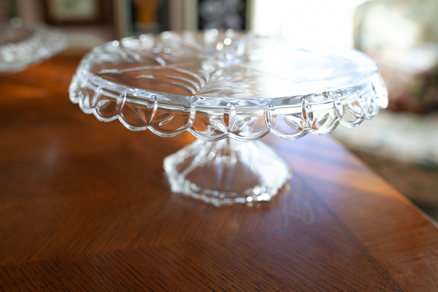 Celebrations by Mikasa Christmas Night crystal cake plate - Vintage Cake Stand