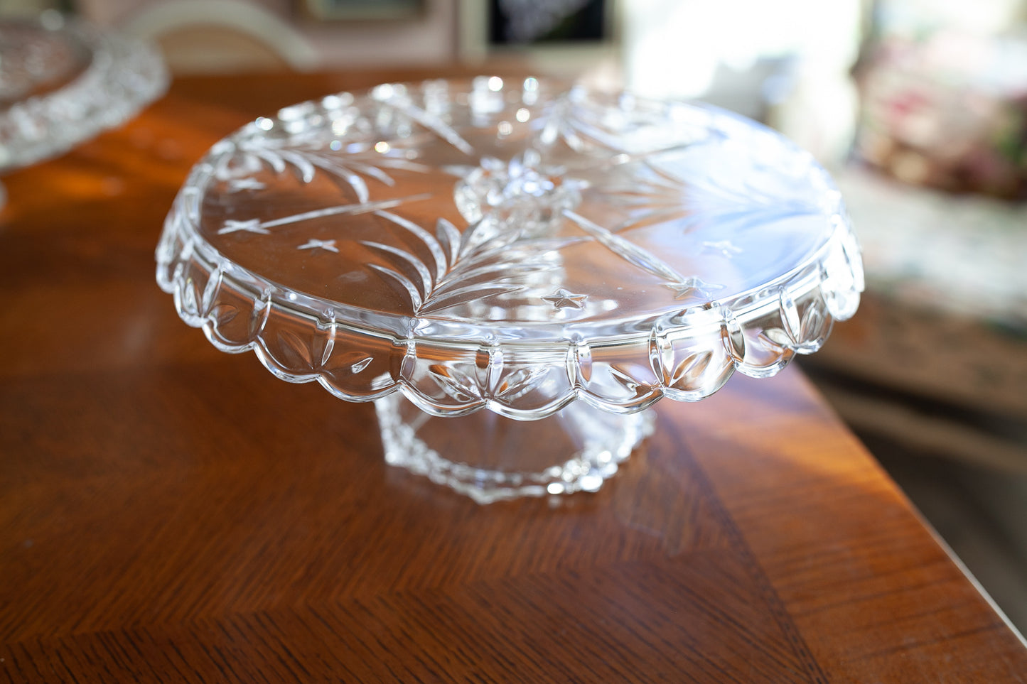 Celebrations by Mikasa Christmas Night crystal cake plate - Vintage Cake Stand