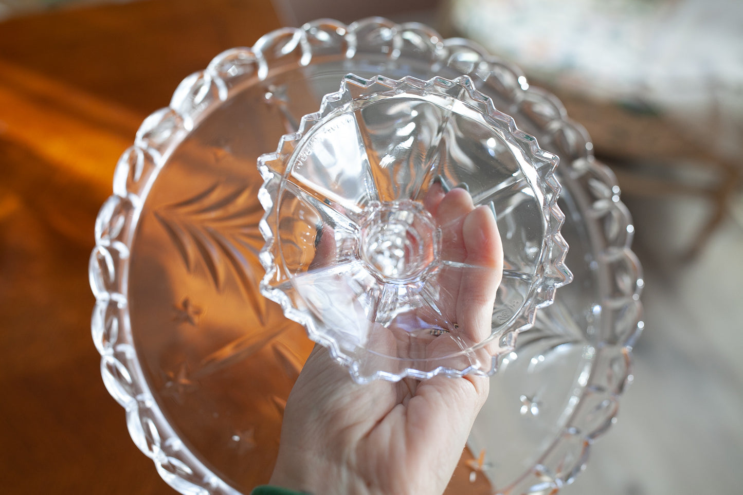 Celebrations by Mikasa Christmas Night crystal cake plate - Vintage Cake Stand