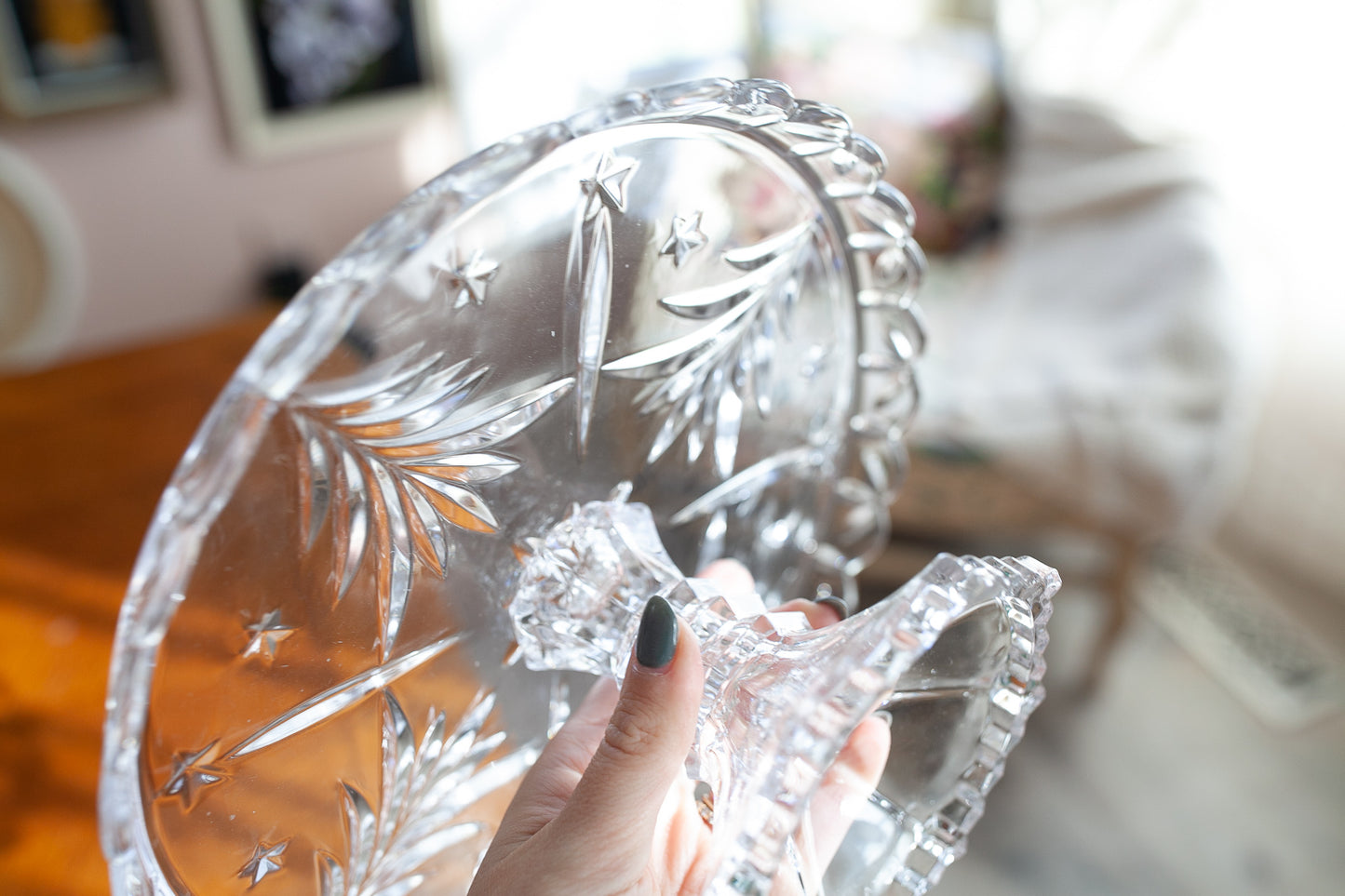 Celebrations by Mikasa Christmas Night crystal cake plate - Vintage Cake Stand