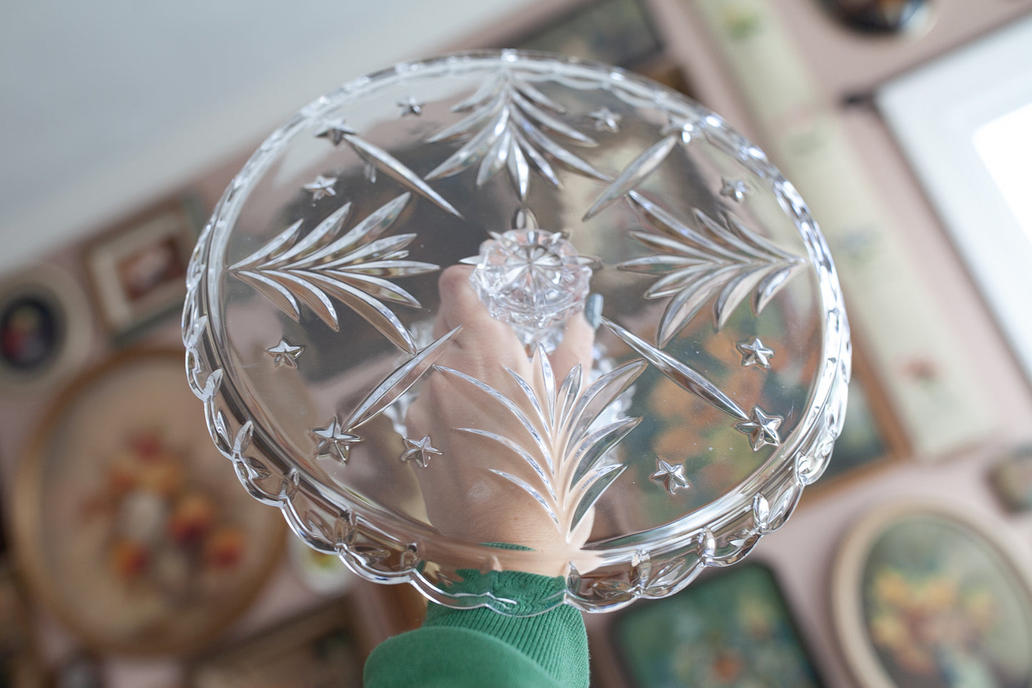 Celebrations by Mikasa Christmas Night crystal cake plate - Vintage Cake Stand