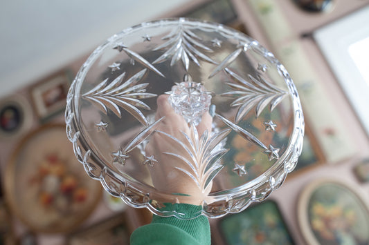 Celebrations by Mikasa Christmas Night crystal cake plate - Vintage Cake Stand