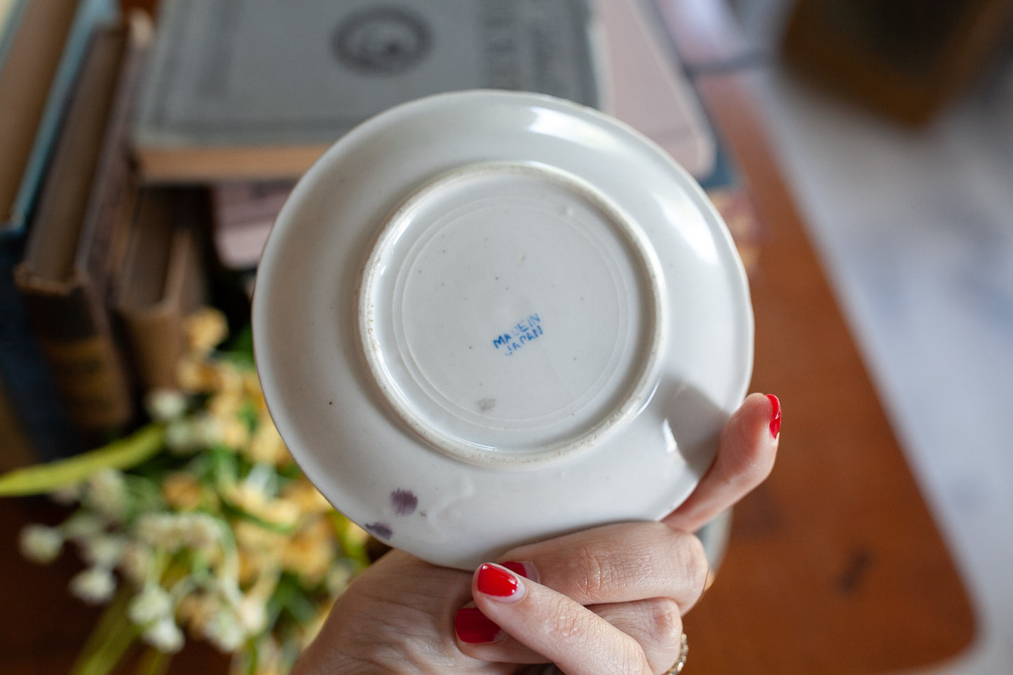 Vintage Saucers -Made in Japan -Floral Plates - Set of 6 Pink Floral