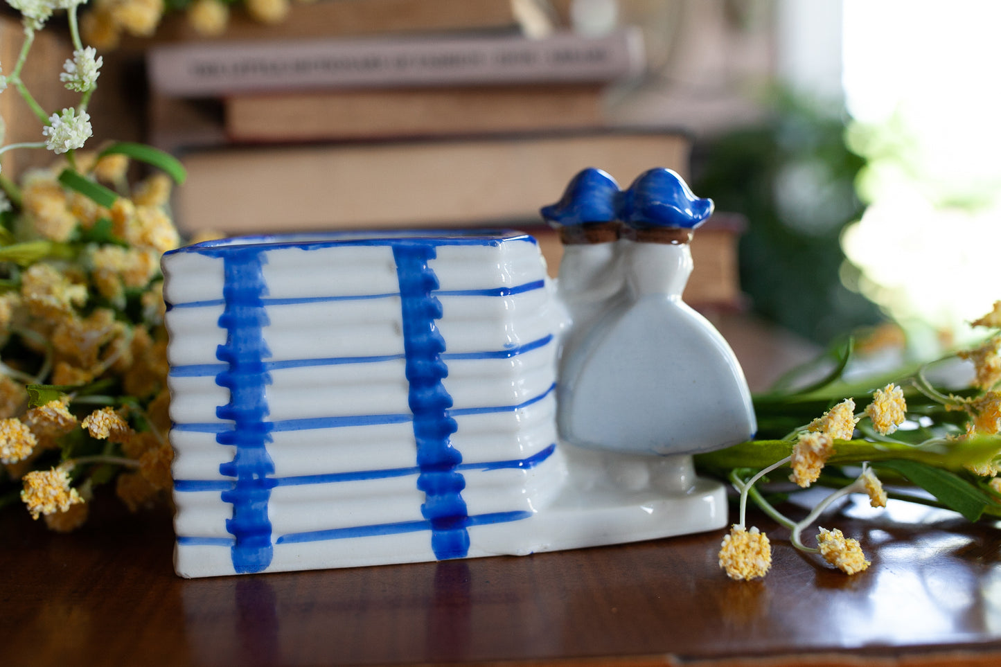 Vintage Planter - Blue and White Dutch Planter
