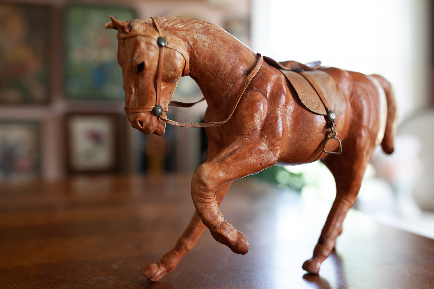 Vintage Horse- Leather Wrapped Horse - Brown Horse