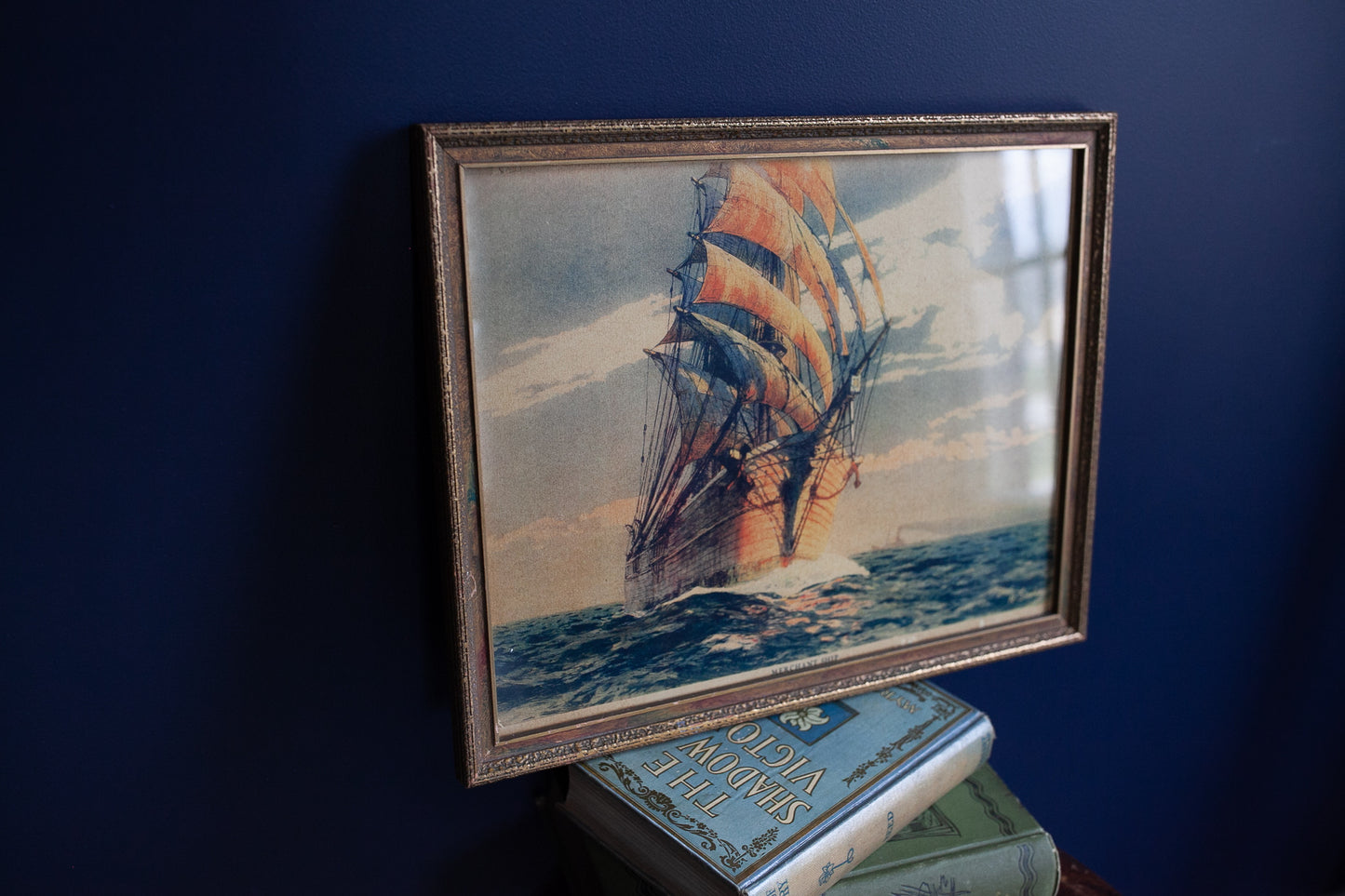 Vintage Ship Print Framed - Nautical Artwork