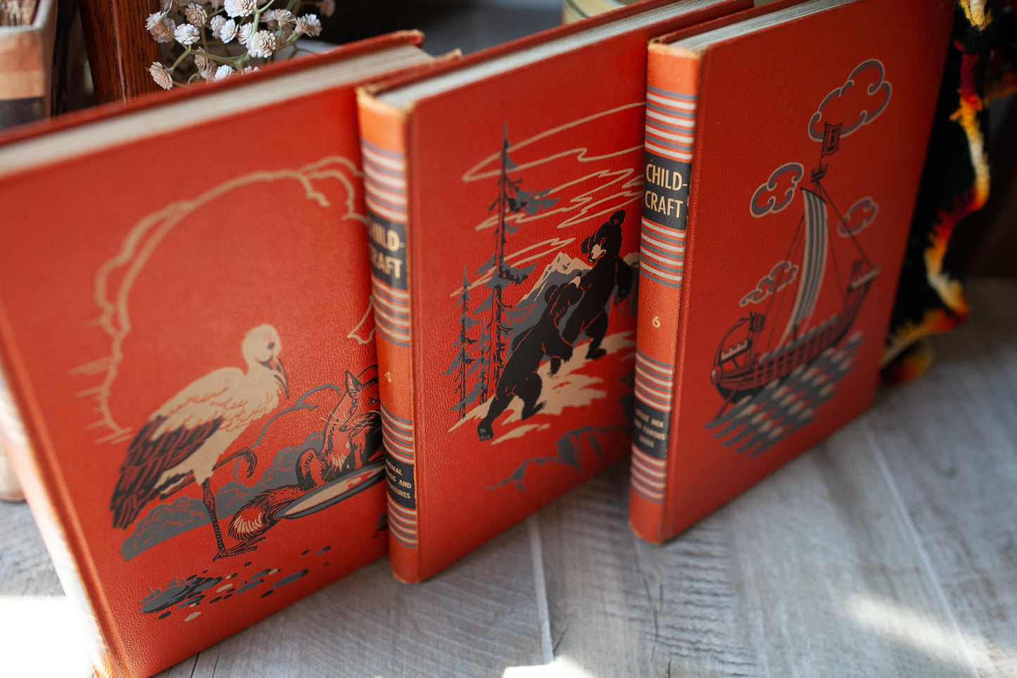 Child Craft Books- 3,4,6- Stack of 3 Orange and Black books- Fairy Tales